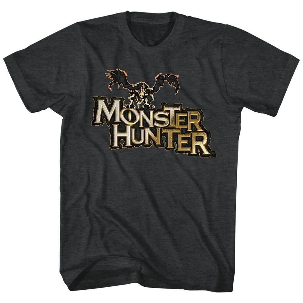 Monster Hunter Logo Black Heather Adult T Shirt